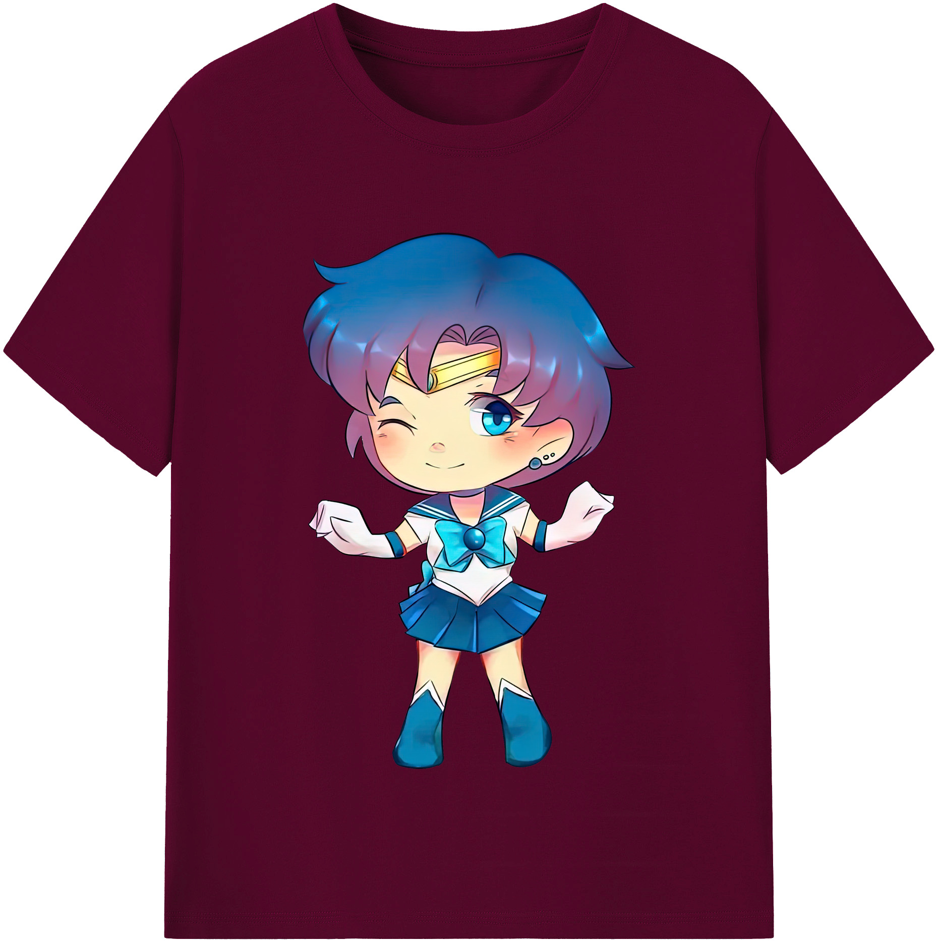 （画像用） 美少女戦士セーラームーン 水野 亜美 みずの あみ Sailor Moon Mizuno Ami レディースカジュアルプリントTシャツ（綿100％）
